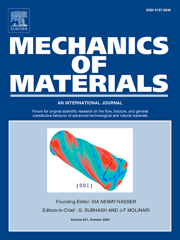 Mechanics of Materials journal cover for Thermodynamic topological population mechanics for rate-dependent deformation and rupture precursors in entangled polymers